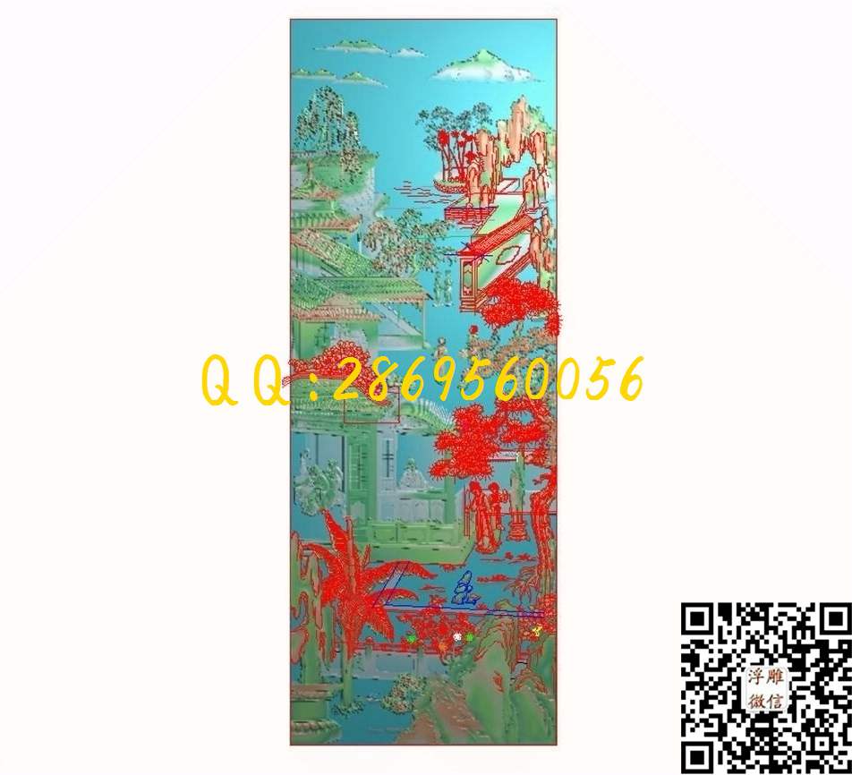 西厢记 446-1129-4_山水风景围板屏风精雕图浮雕图
